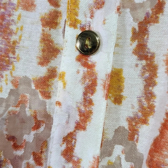 Lark & Lane Semi-Sheer Button-Front Blouse Size 12 | 3/4 Sleeve Tab Cuffs - Picture 7 of 8